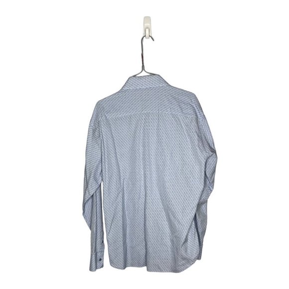 Ted Baker long sleeve button down textured geometric blue size L - Picture 2 of 9